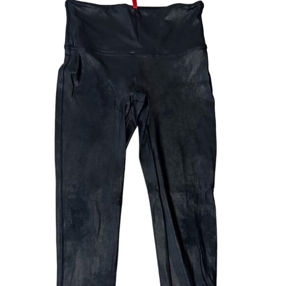 Spanx Faux Leather Leggings High Waisted Smoothing Sleek Black Size Large - Picture 4 of 9